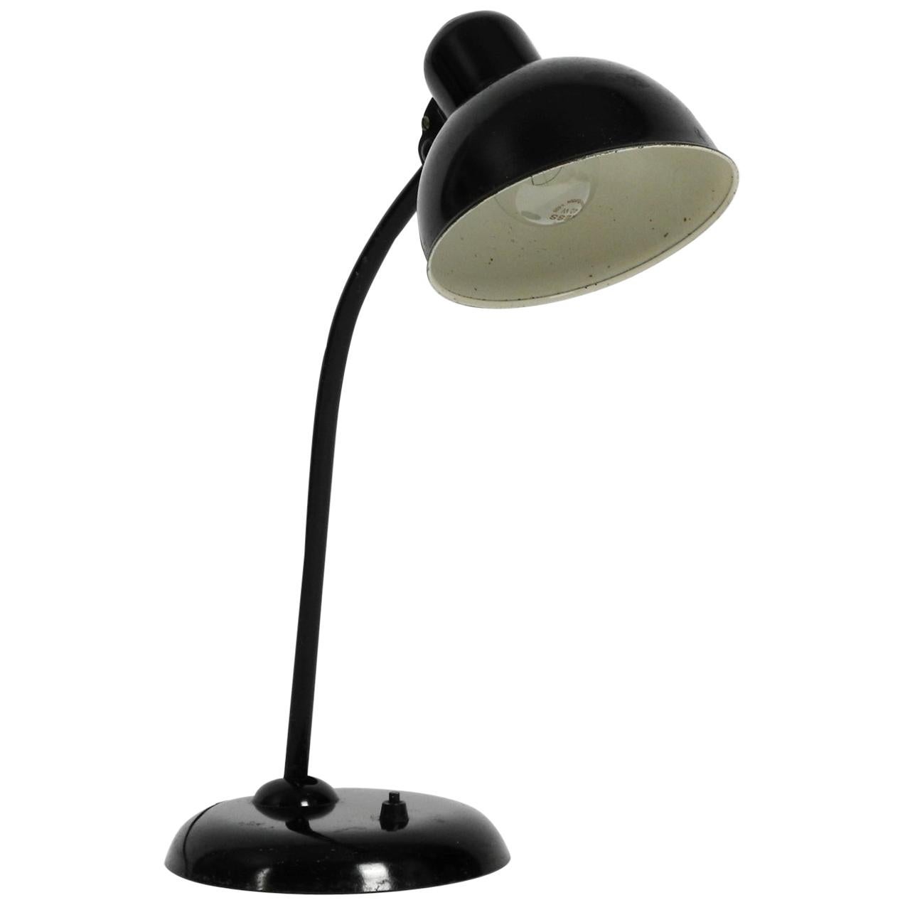 Lampe de bureau Kaiser Idell noire originale des années 1940, modèle 6551