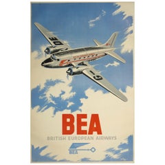 Vintage Original 1940s British European Airways poster by Le Puy