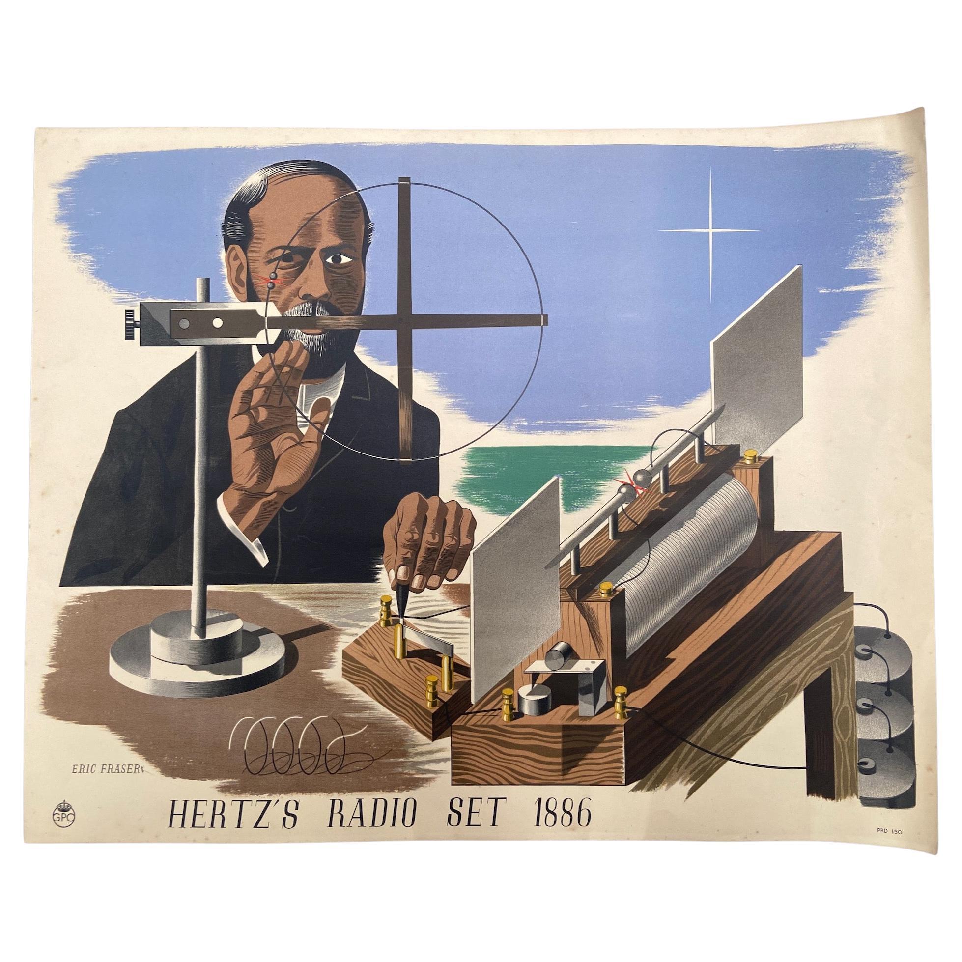Original 1940's GPO advertising poster, Hertz's radio set 1886, by Eric Fraser For Sale