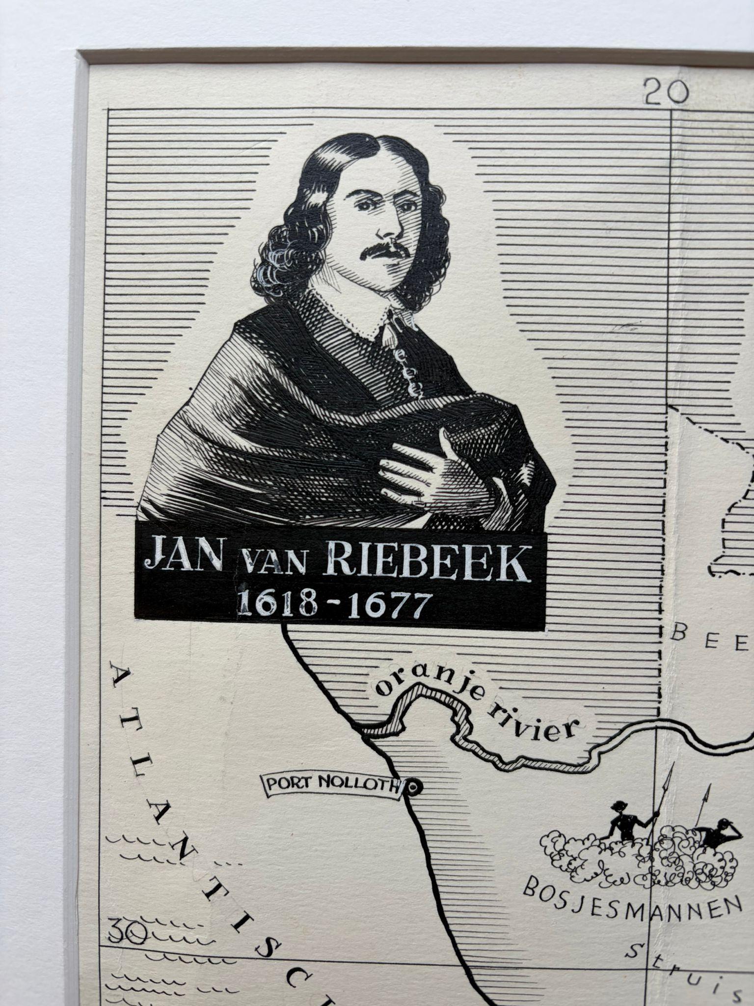 Carte originale de 1947 de l'Afrique du Sud par A.I.C. - Jan van Riebeeck & Cape Coloni Bon état - En vente à Langweer, NL
