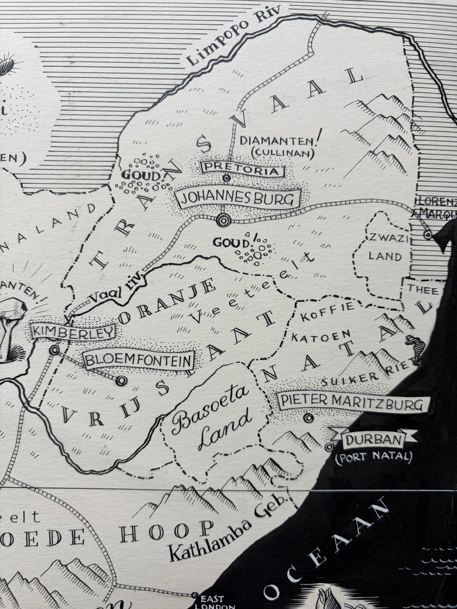 Milieu du XXe siècle Carte originale de 1947 de l'Afrique du Sud par A.I.C. - Jan van Riebeeck & Cape Coloni en vente