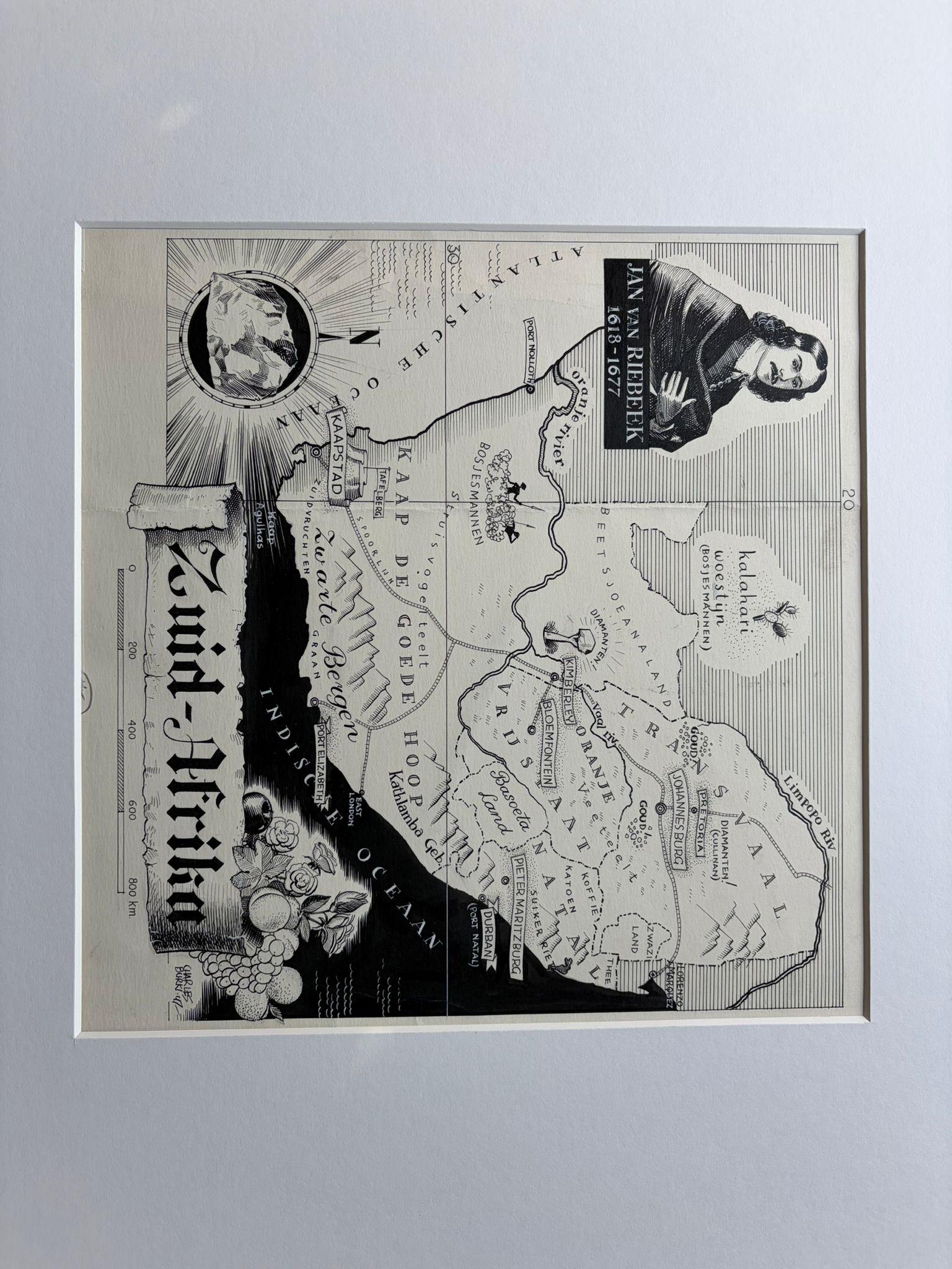 Carte originale de 1947 de l'Afrique du Sud par A.I.C. - Jan van Riebeeck & Cape Coloni en vente 2