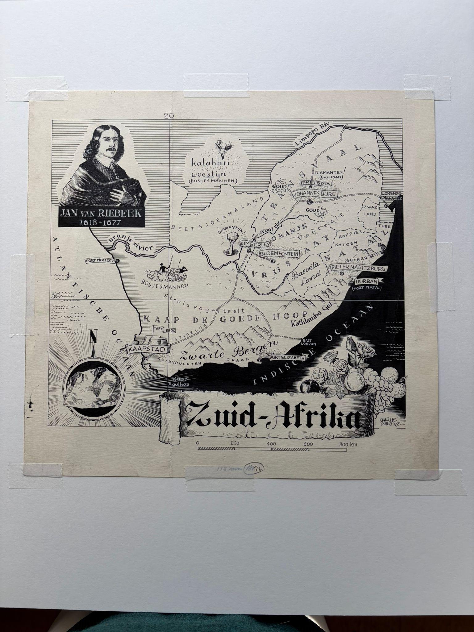 Carte originale de 1947 de l'Afrique du Sud par A.I.C. - Jan van Riebeeck & Cape Coloni en vente 3