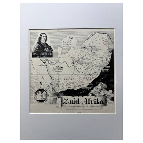 Original 1947 Map of South Africa by C. Burki – Jan van Riebeeck & Cape Colony