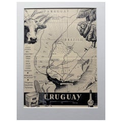 Original 1948 Map of Uruguay by Charles Burki – Art Deco Design