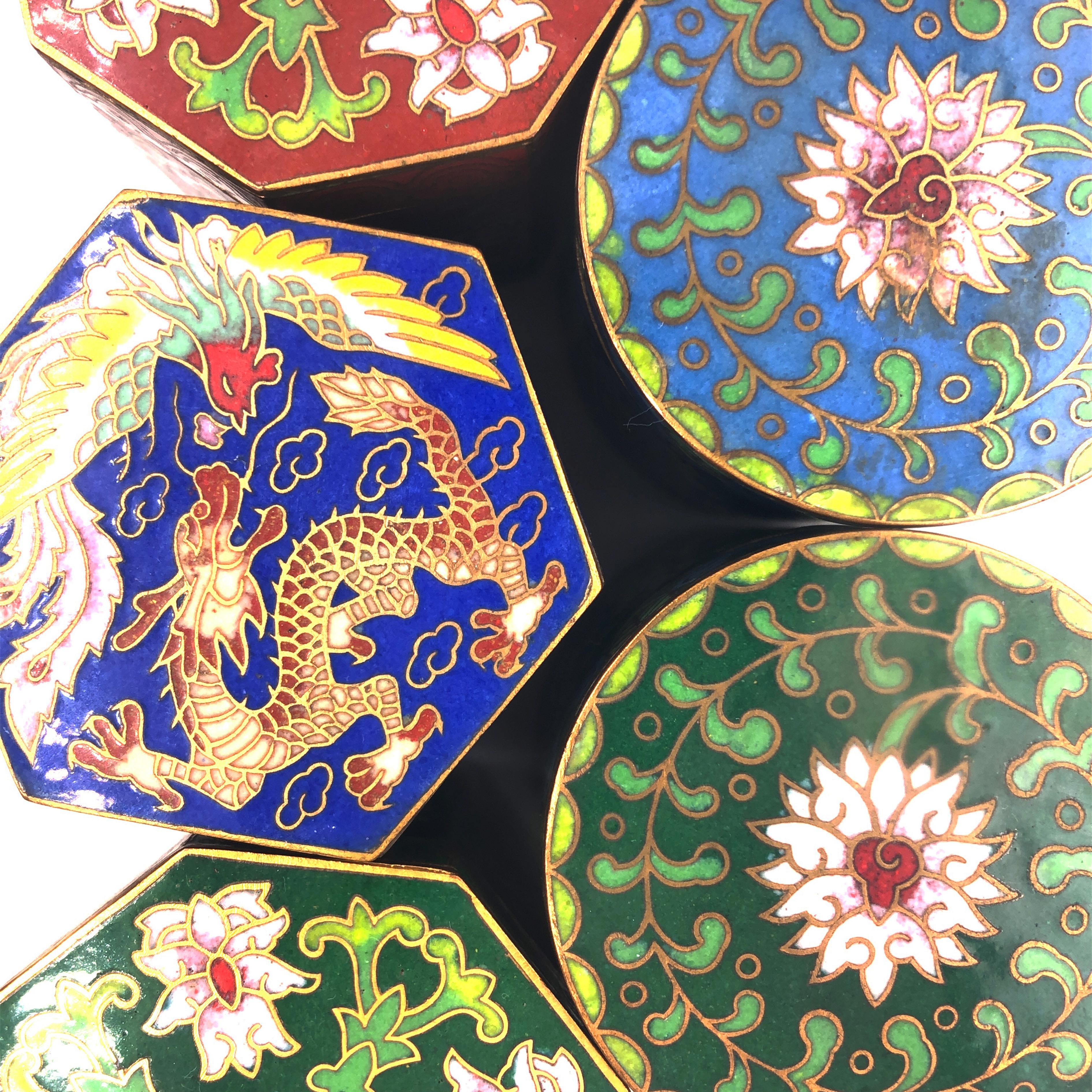 Circa 1949 Gu Yi Zhai Beijing Cloisonné Boxes Collection For Sale 4