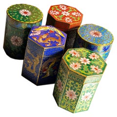 Vintage Circa 1949 Gu Yi Zhai Beijing Cloisonné Boxes Collection