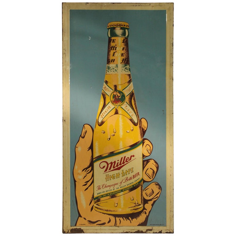 Original 1950s Advertising Miller Beer Sign at 1stDibs