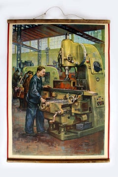 Poster industriale di propaganda ceca originale degli anni '50 di Frantisek Bilek