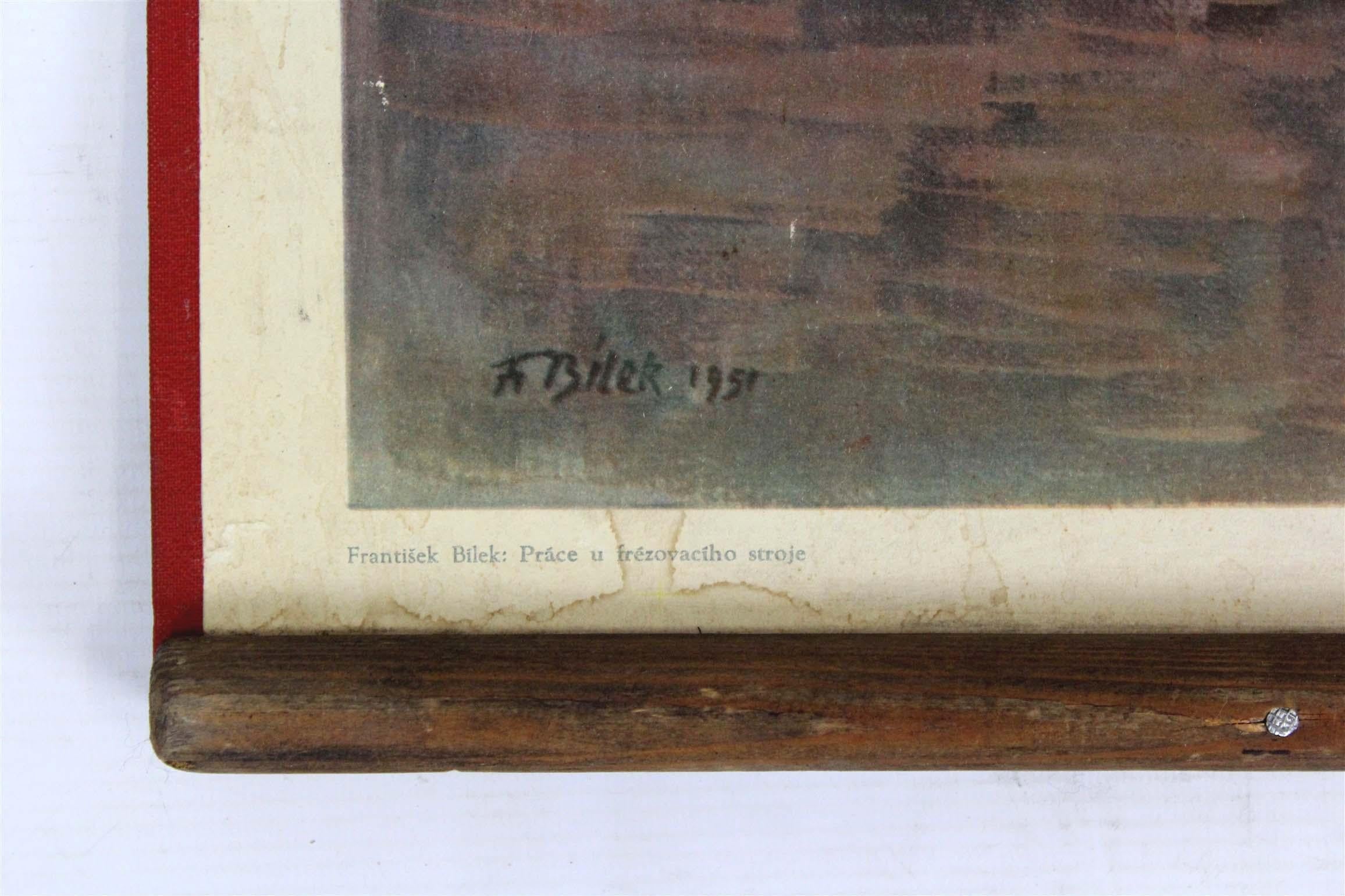 Poster industriale di propaganda ceca originale degli anni '50 di Frantisek Bilek In condizioni buone in vendita a Żory, PL