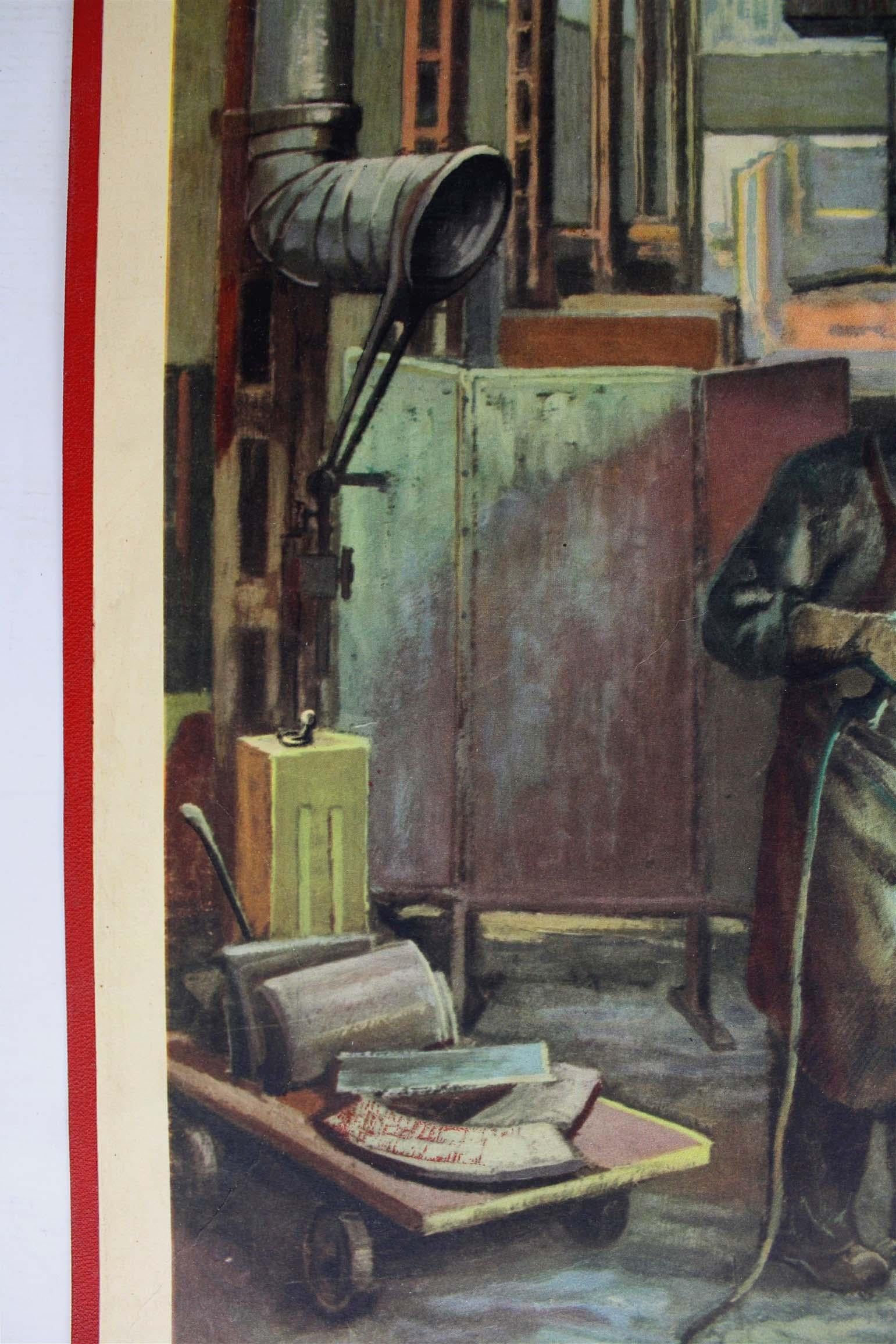 XX secolo Poster industriale di propaganda ceca originale degli anni '50 di Frantisek Bilek in vendita