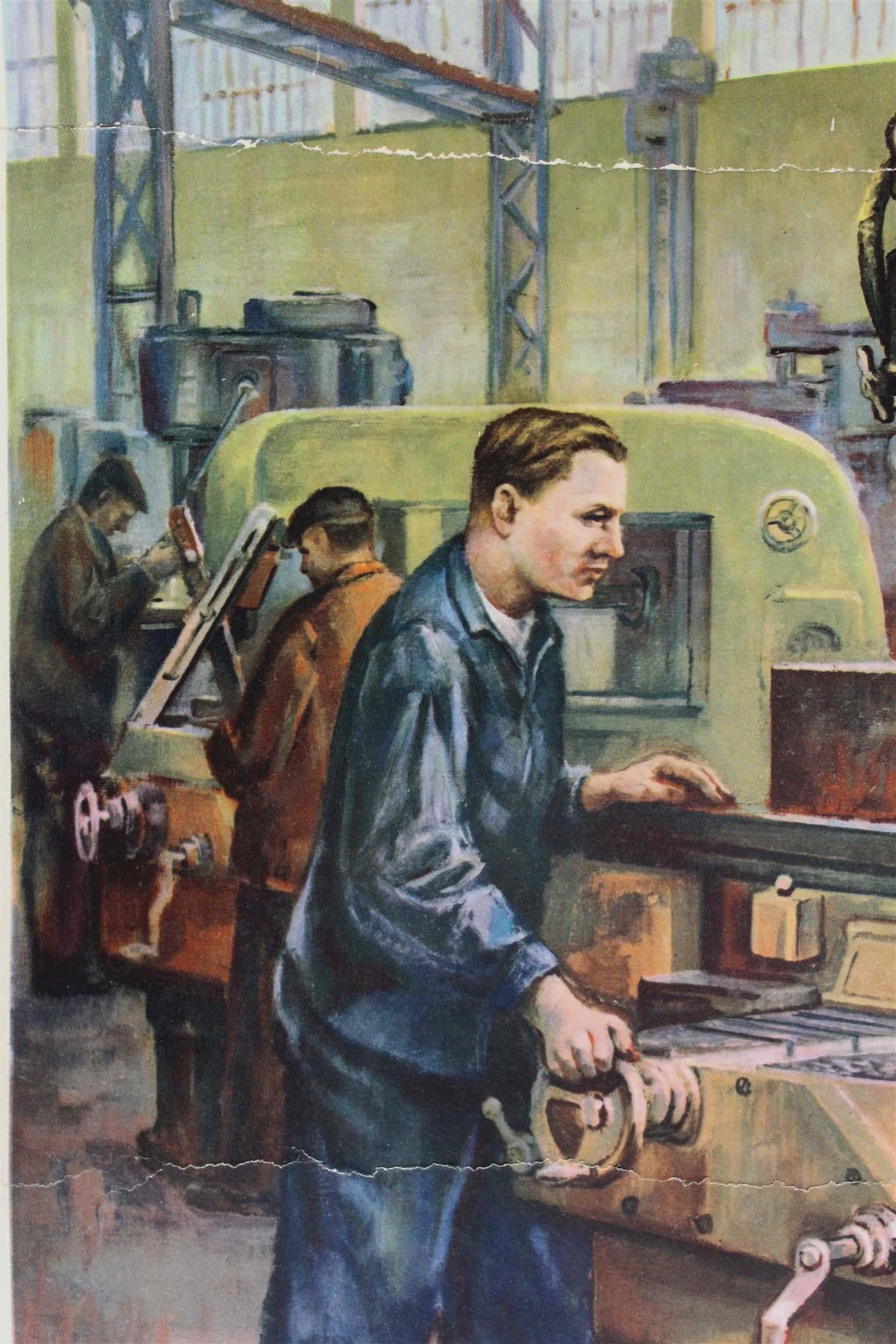 Carta Poster industriale di propaganda ceca originale degli anni '50 di Frantisek Bilek in vendita