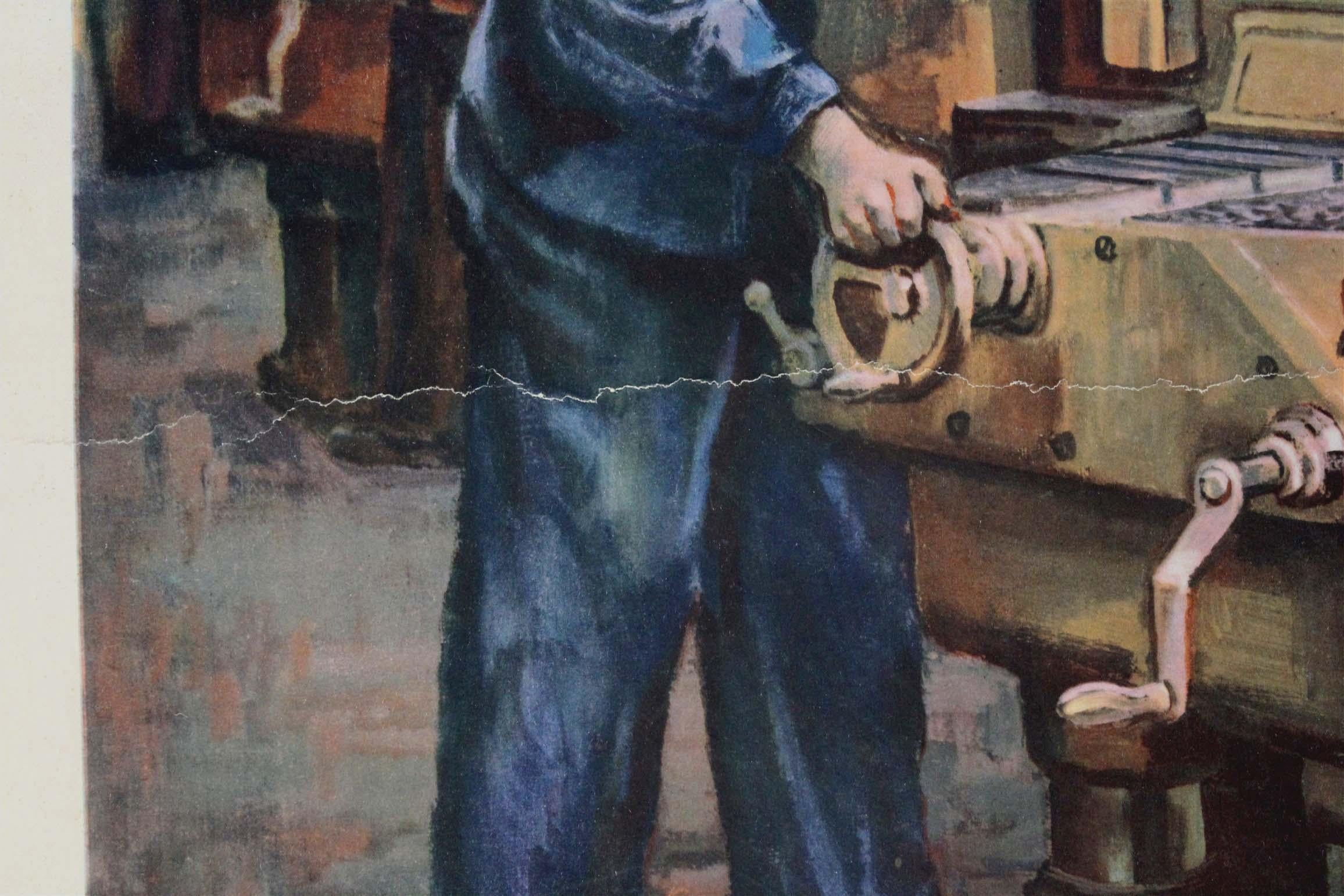 Poster industriale di propaganda ceca originale degli anni '50 di Frantisek Bilek in vendita 1