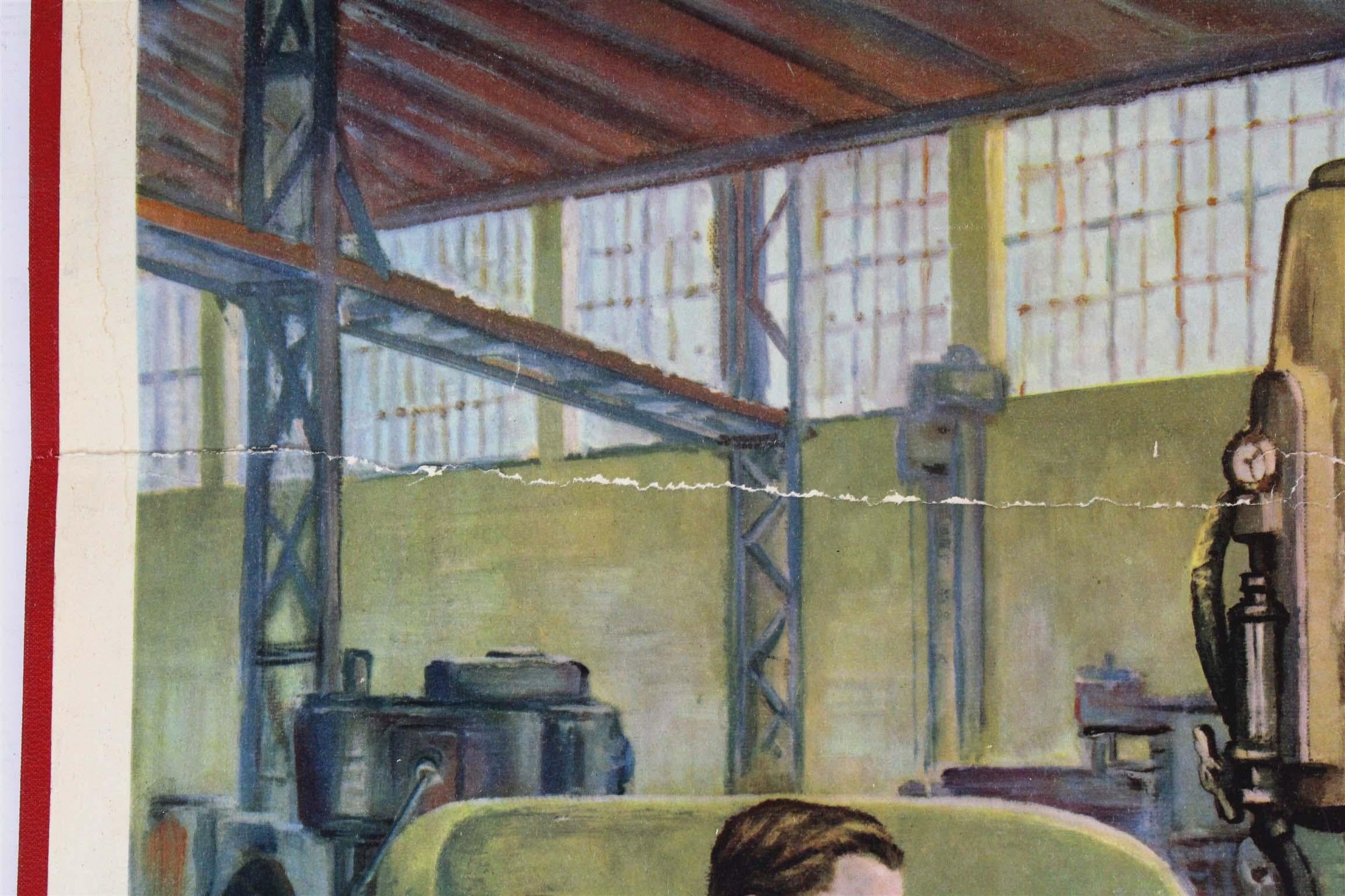 Poster industriale di propaganda ceca originale degli anni '50 di Frantisek Bilek in vendita 3