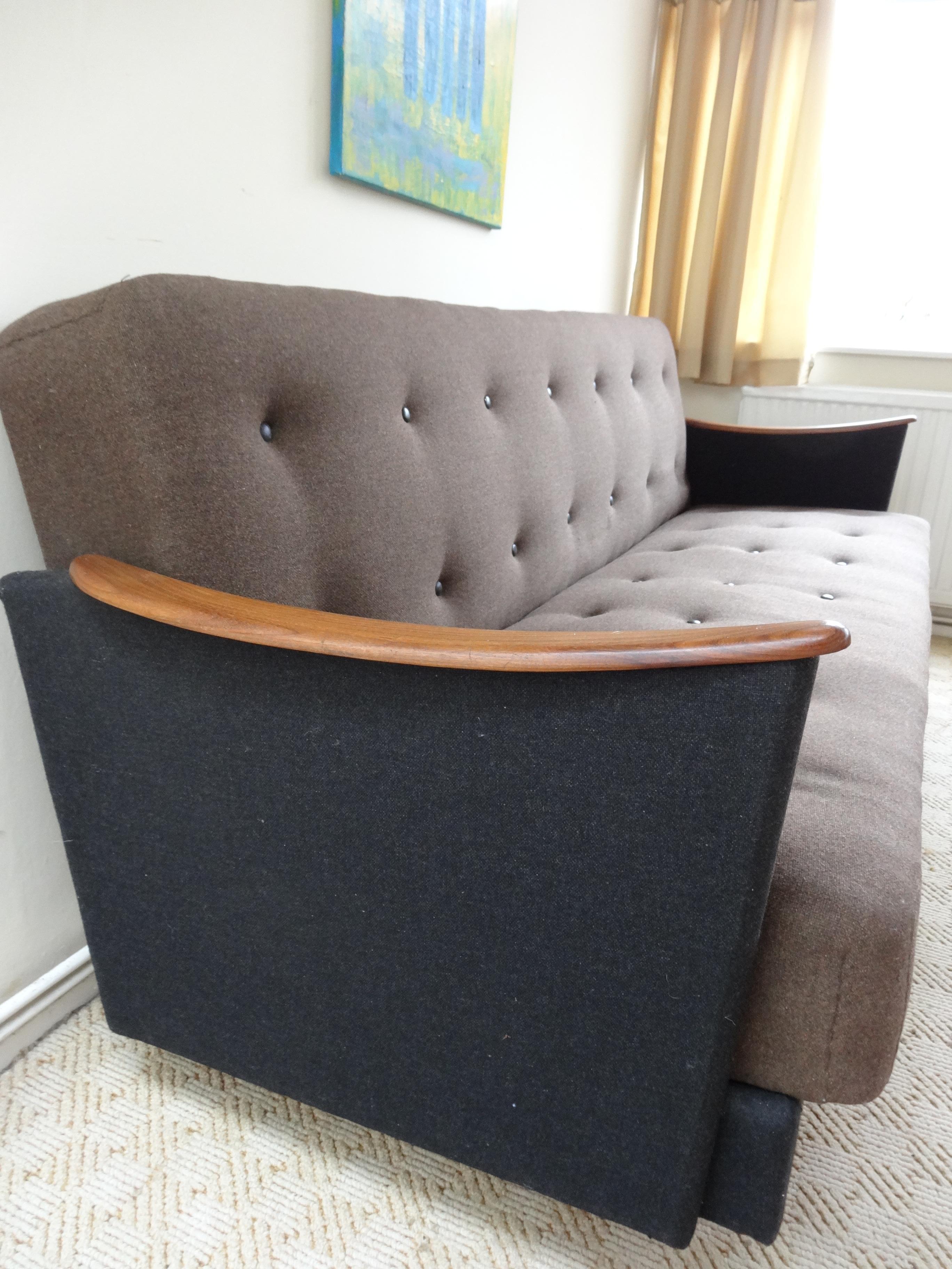 Mid-Century Modern Original 1950s Danish 3-Seat Sofa or Daybed For Sale