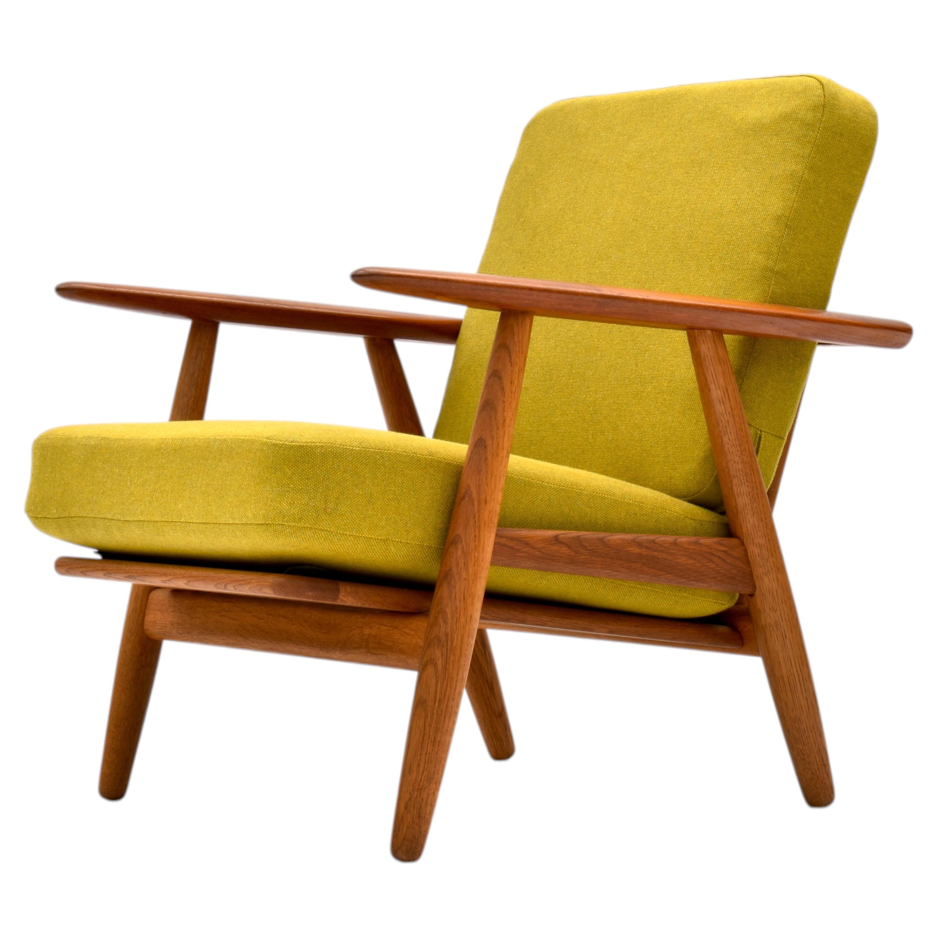 Poltrona "Cigar Chair" originale danese degli anni '50, modello GE240 di Hans Wegner, in teak e Oak Oak, realizzata per GETAMA