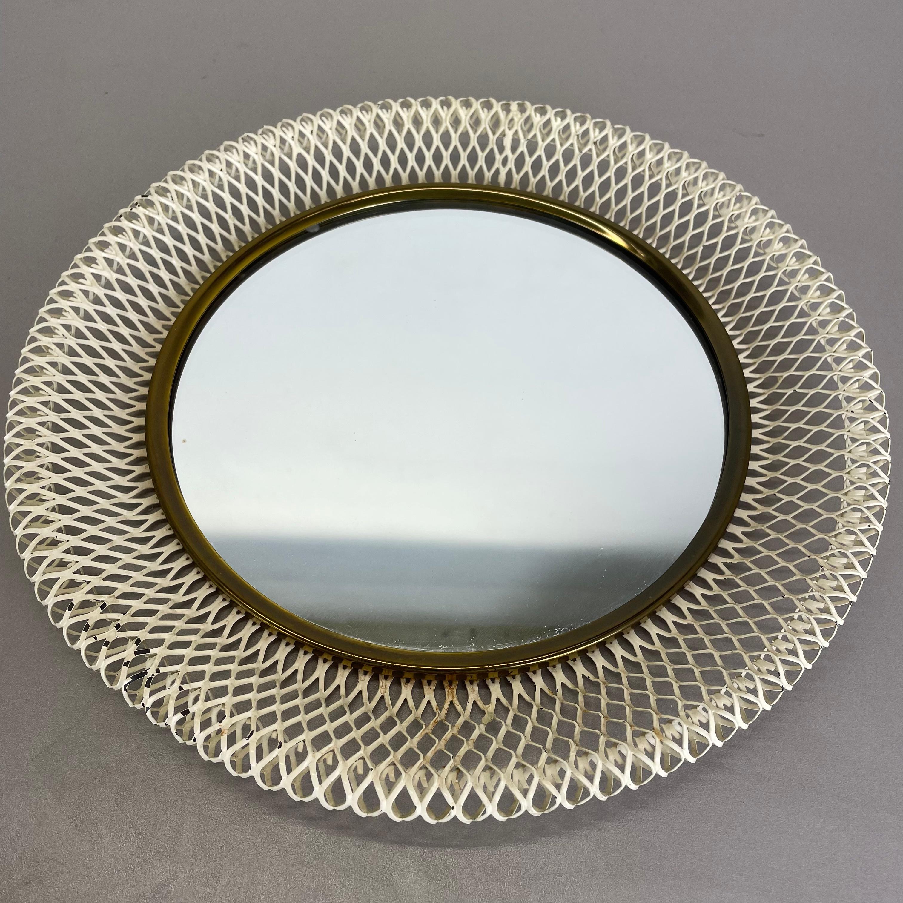 Original 1950s French Mategot Style Bauhaus Metal Wall Mirror, France 1950s For Sale 7