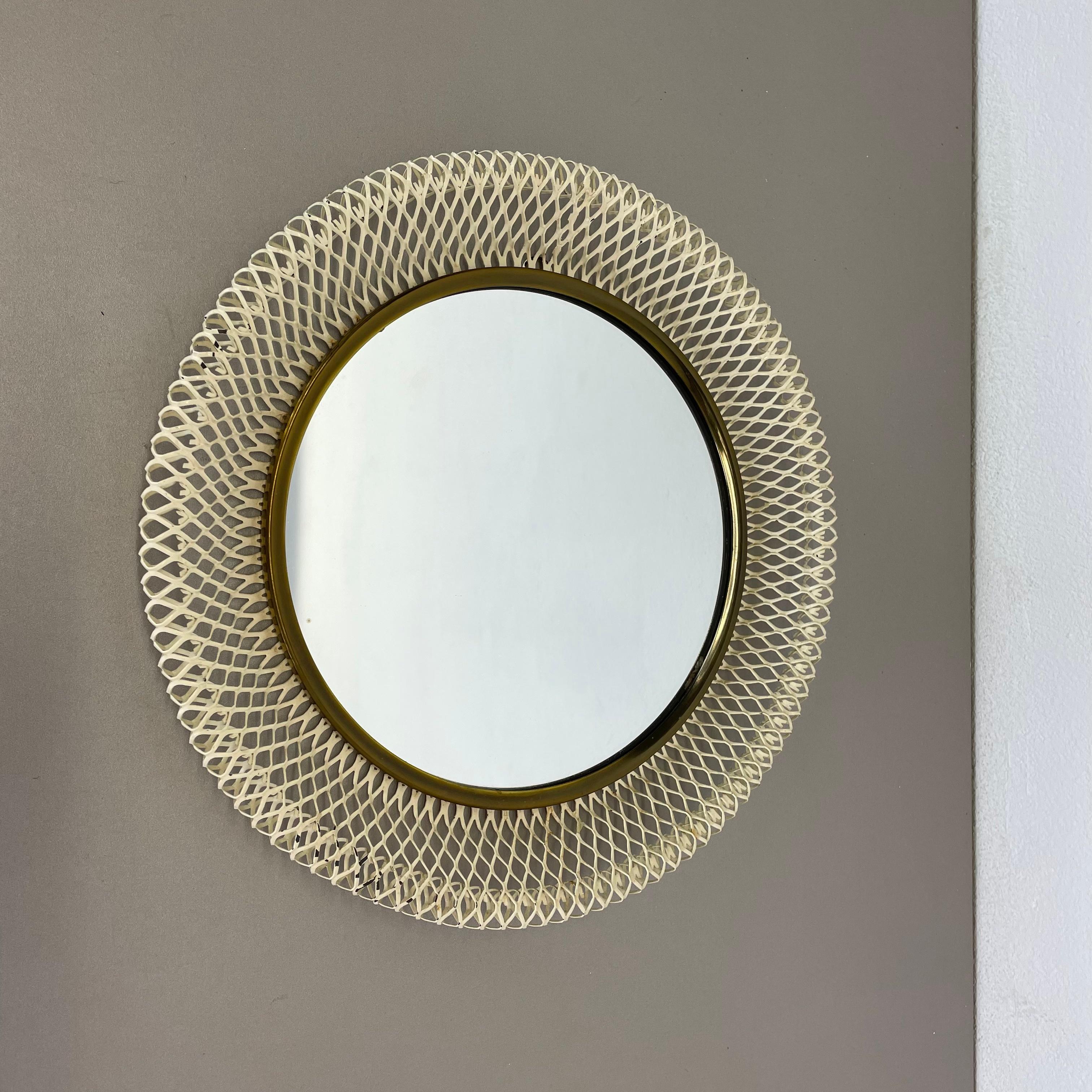 Mid-Century Modern Original 1950s French Mategot Style Bauhaus Metal Wall Mirror, France 1950s For Sale
