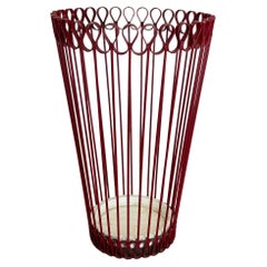 Used Original 1950s French Mategot Style Red Metal Umbrella Stand, France, 1950s