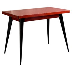 Vintage Original 1950s French metal desk in red varnish by Xavier Pouchard for Tolix T55