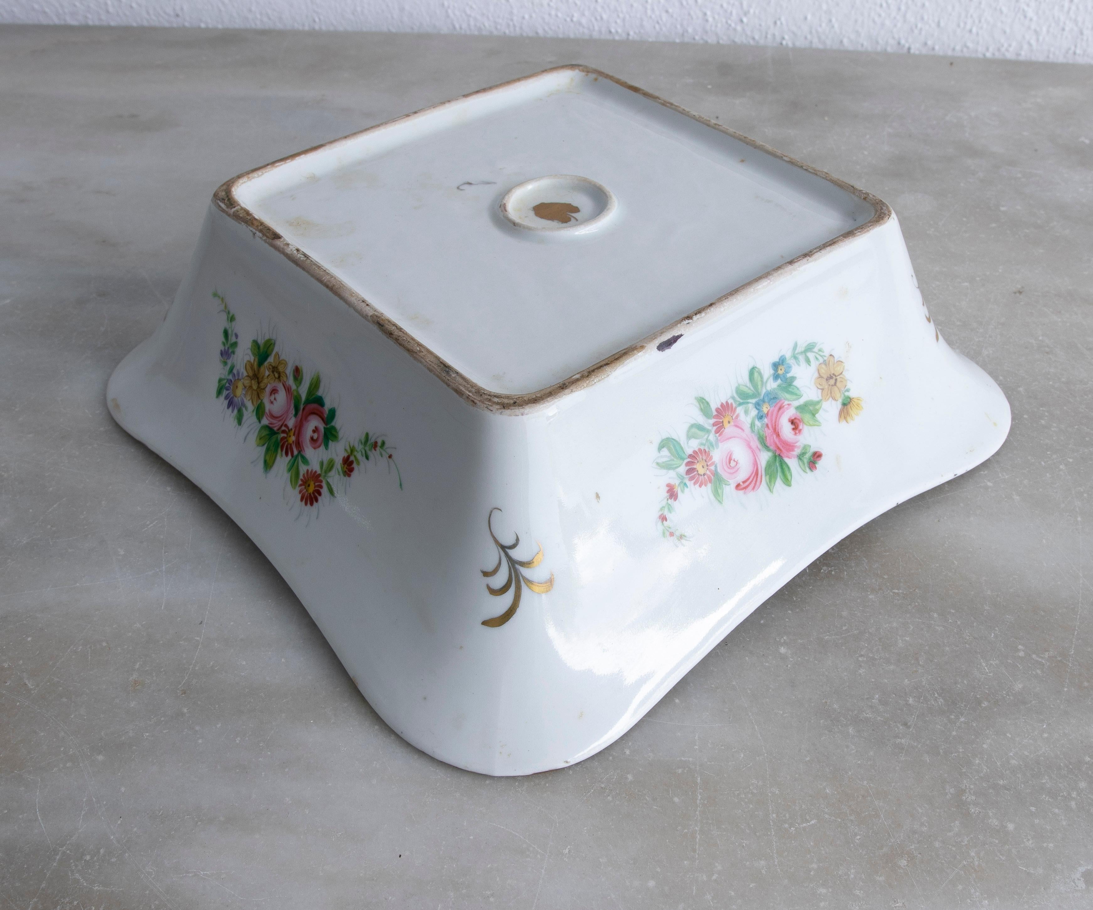 Original 1950s German Meissen Stamped Porcelain Tray w/ Boy Flautist Vignette  For Sale 6
