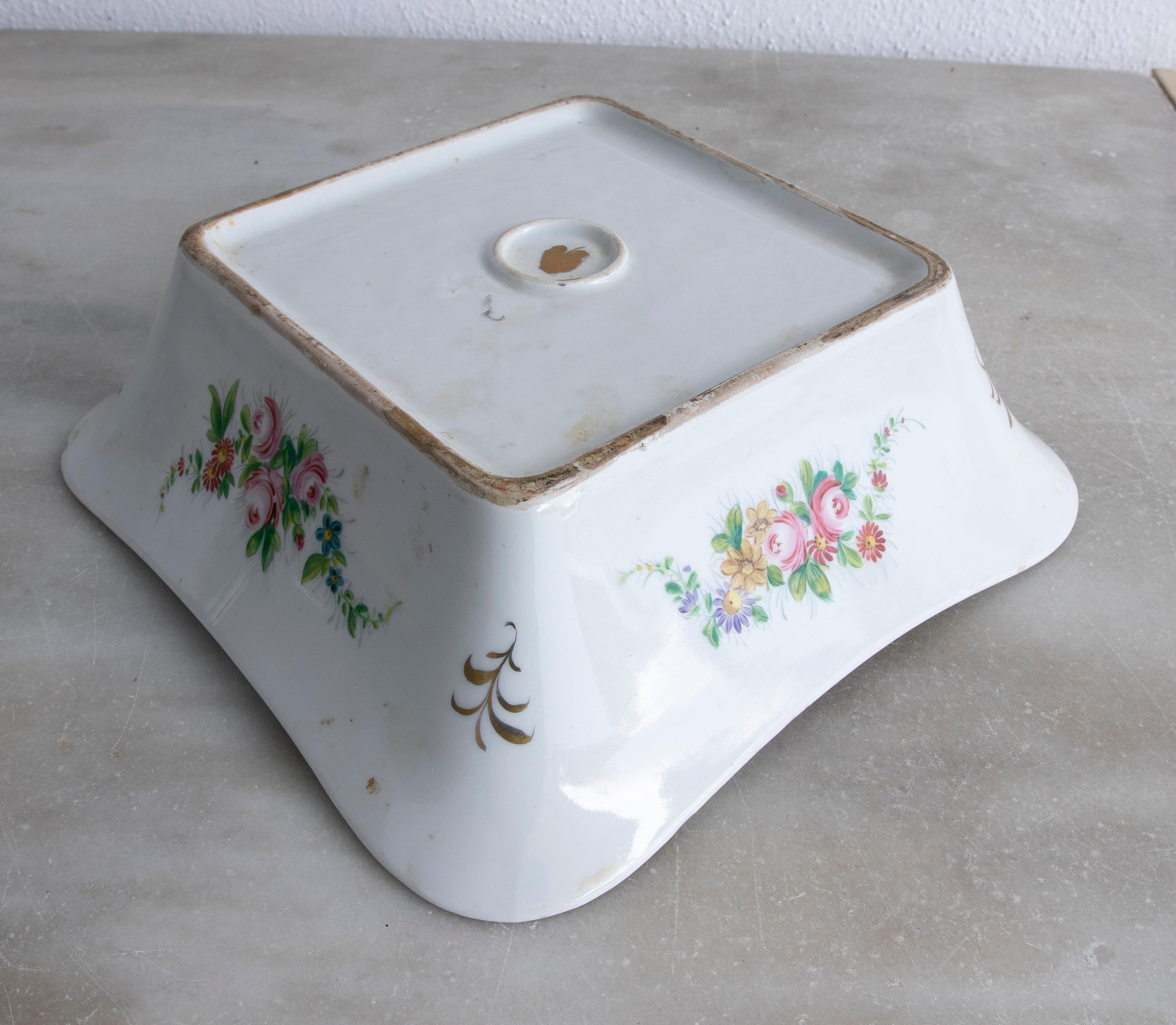 Original 1950s German Meissen Stamped Porcelain Tray w/ Boy Flautist Vignette  For Sale 4