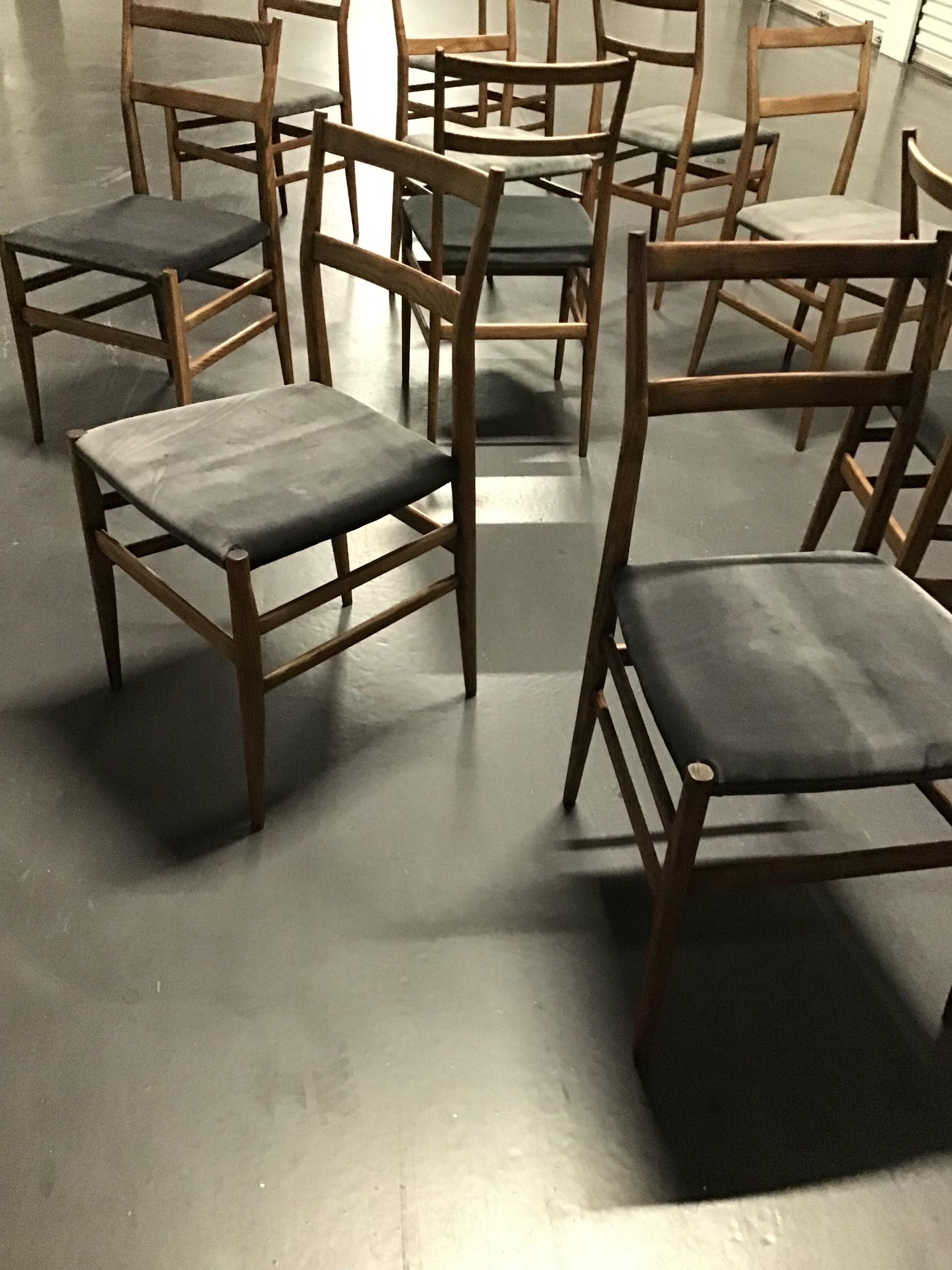 Chaises de salle à manger Gio Ponti Leggera originales des années 1950 par Cassina. Ensemble de 10 pièces  en vente 3