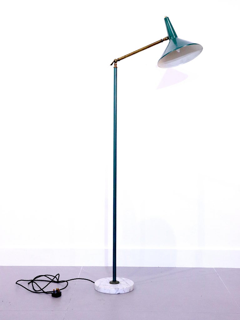 Original 1950s Italian Lamp, Brass with Green Enamel marble base For ...