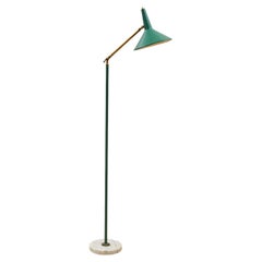Original 1950s Italian Lamp, Brass with Green Enamel marble base