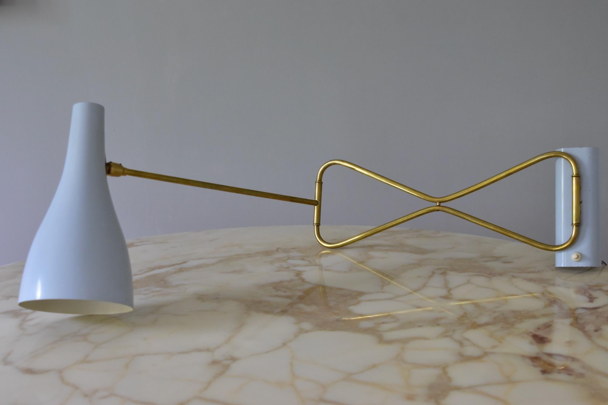 Original 1950s Light Blue & Brass Metal Swing Wall Light Made by Cosack, Germany For Sale 7