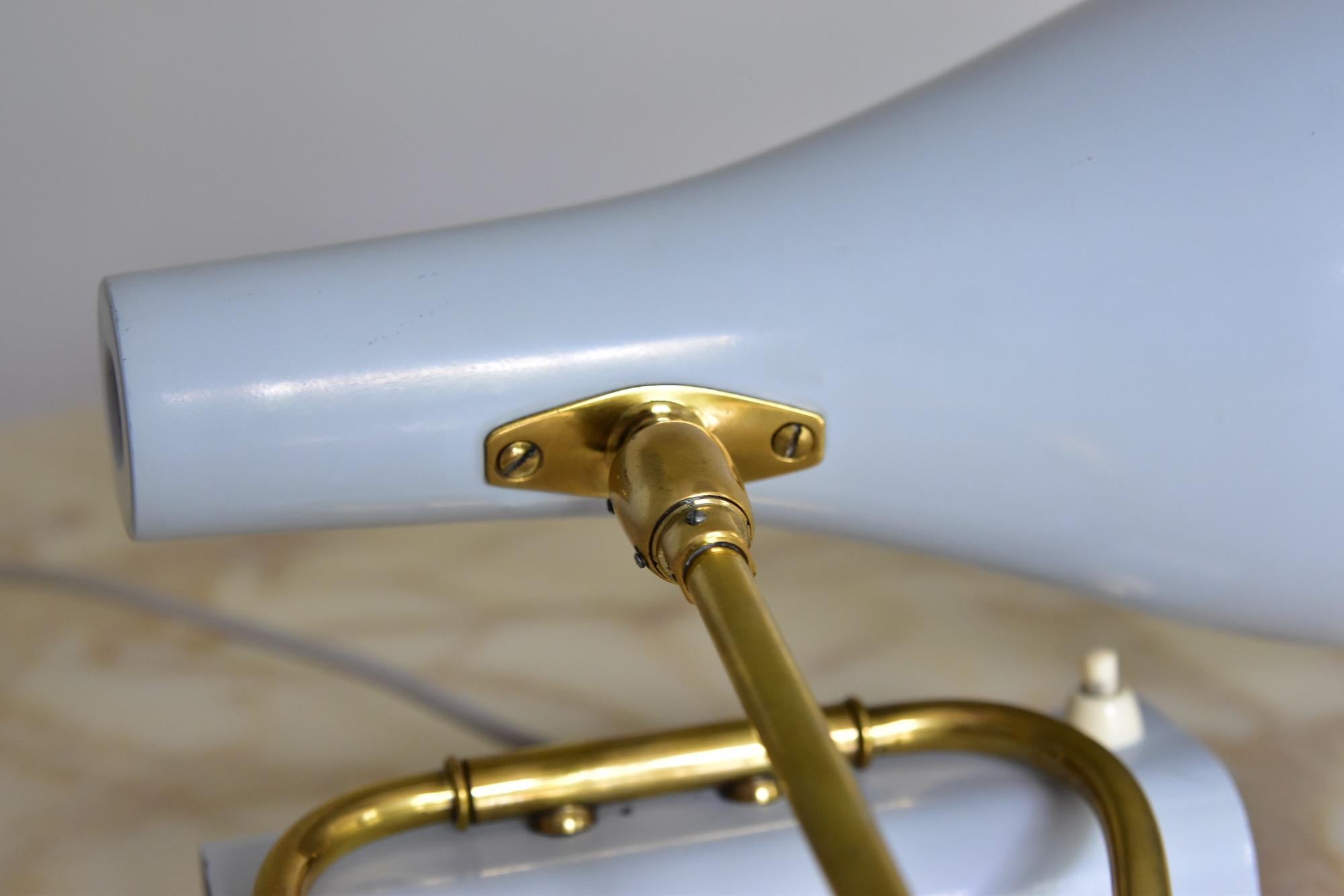 Original 1950s Light Blue & Brass Metal Swing Wall Light Made by Cosack, Germany For Sale 2