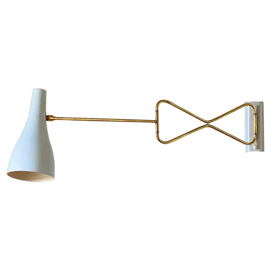 Original 1950s Light Blue & Brass Metal Swing Wall Light Made by Cosack, Germany For Sale