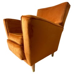 Original 1950's Lounge Chair in Burnt Orange Velvet by Howard Keith