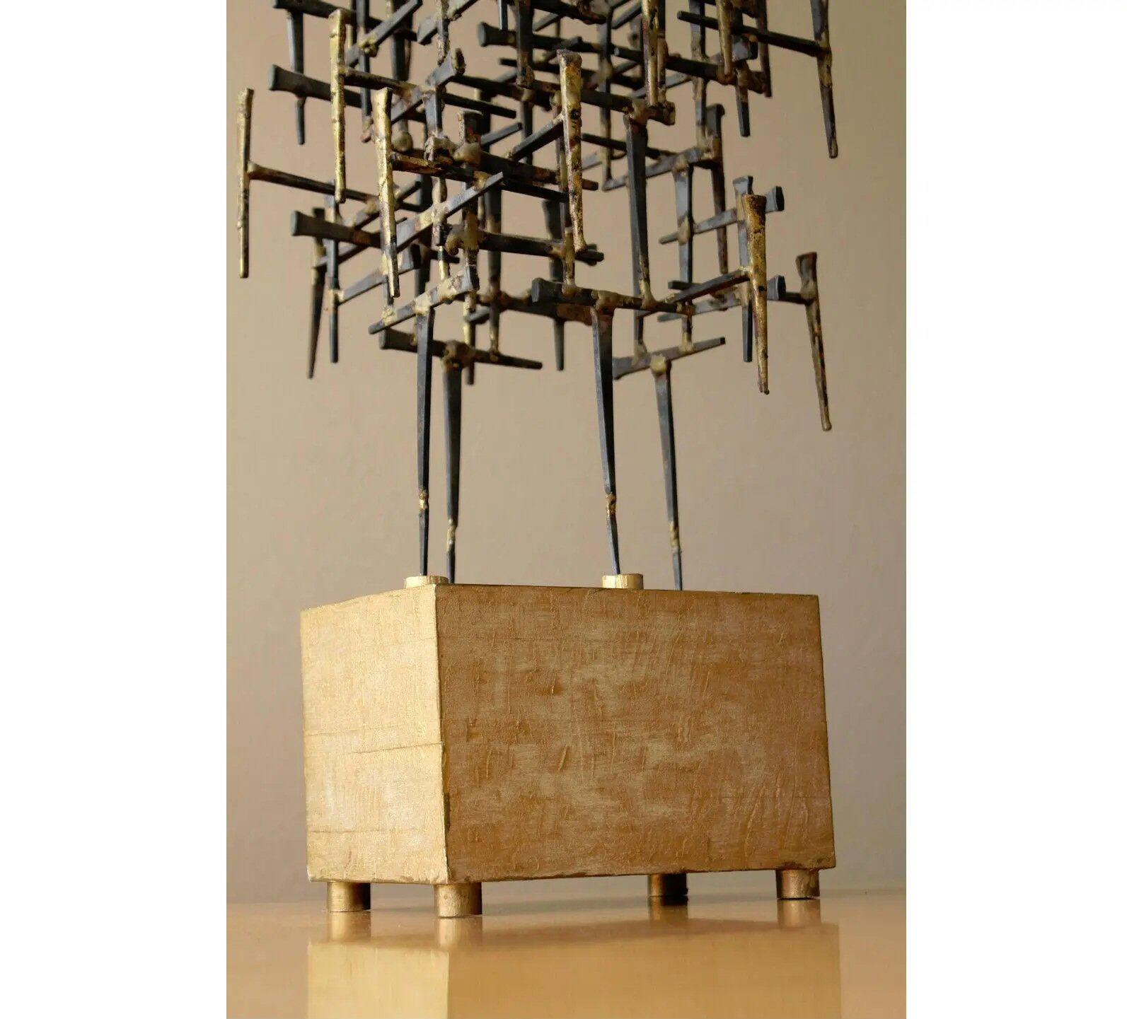 Hand-Crafted Original 1950s Mid Century Brutalist Abstract Metal Modern Art Sculpture For Sale