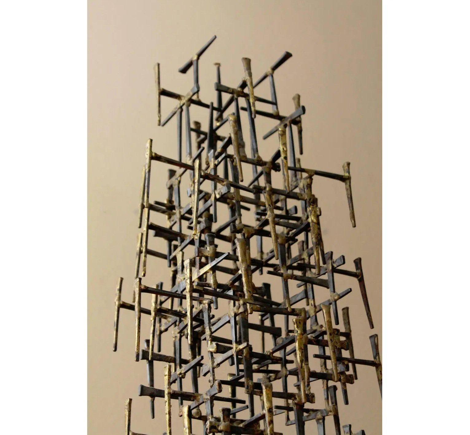 Original 1950s Mid Century Brutalist Abstract Metal Modern Art Sculpture In Good Condition For Sale In Peoria, AZ