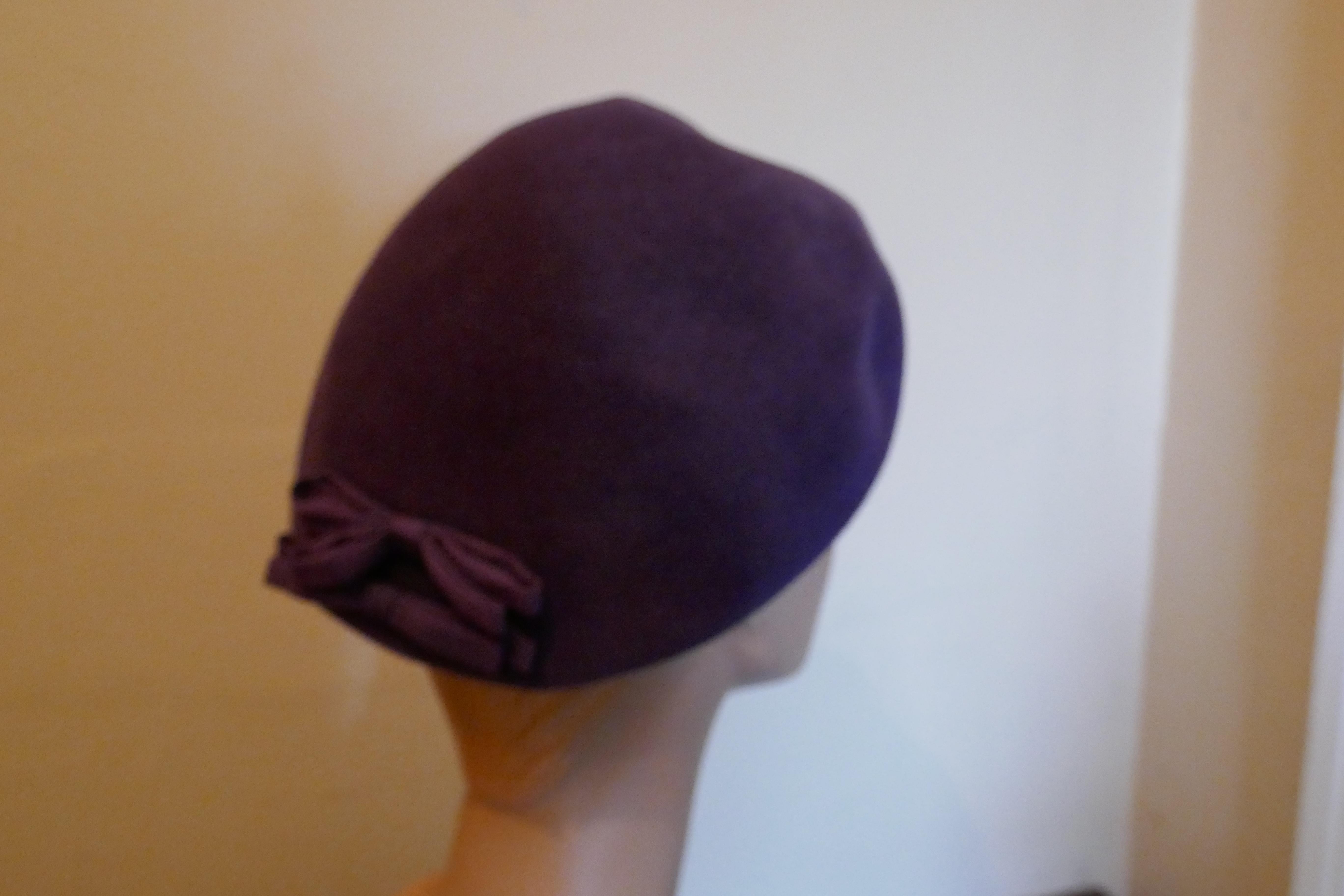 purple pillbox hat