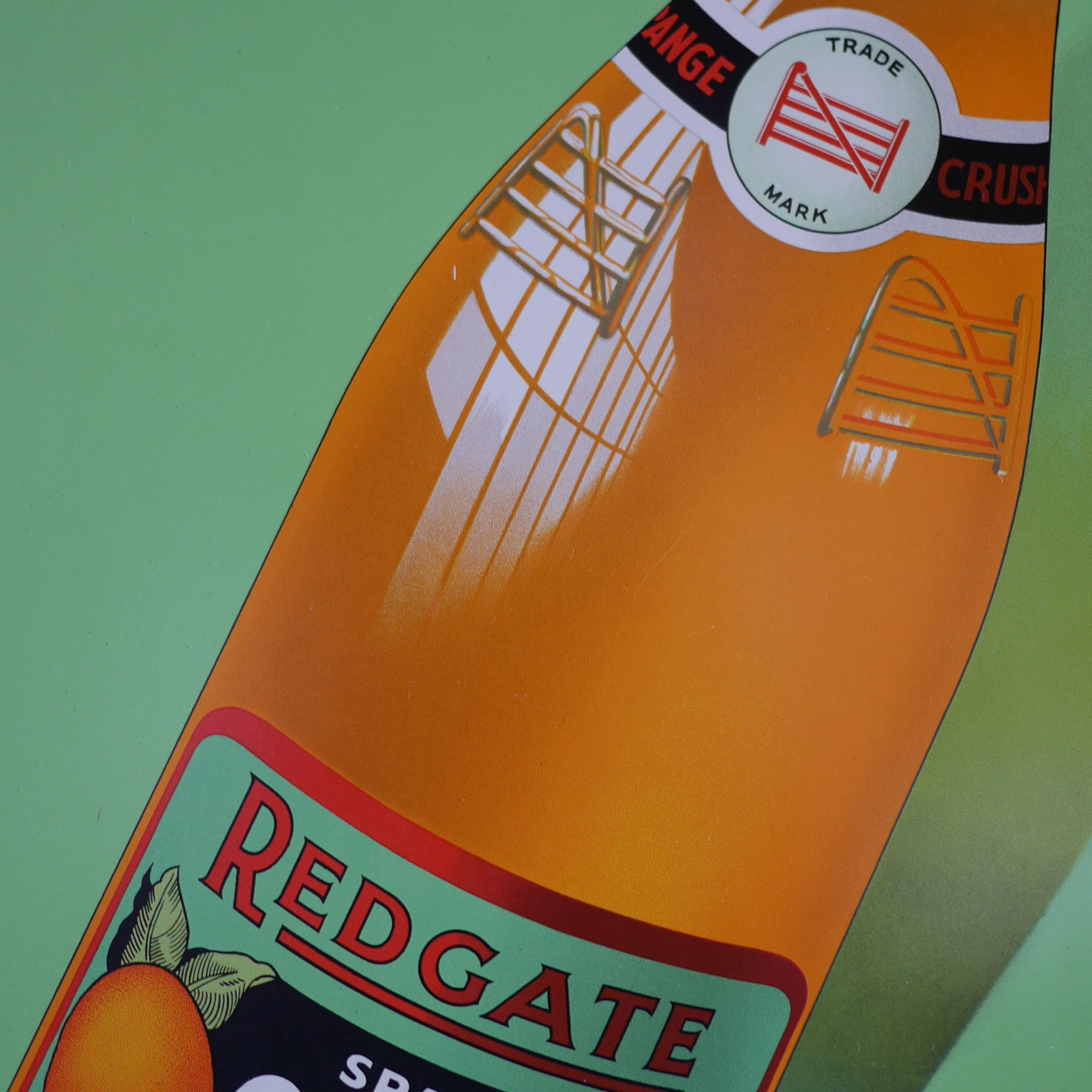 Mid-Century Modern Original 1950's Redgate of Nottingham fruit drinks enamel advertising sign For Sale