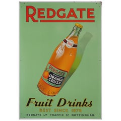 Retro Original 1950's Redgate of Nottingham fruit drinks enamel advertising sign