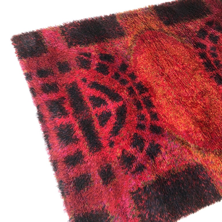 Original 1950s Scandinavian Rya Rug by Ritva Puotila for Finnrya Oy AB