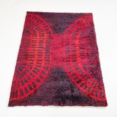 Original 1950s Scandinavian Rya Rug by Ritva Puotila for Finnrya Oy AB, Finland