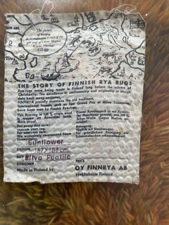 Original 1950s Scandinavian Rya Rug by Ritva Puotila for Finnrya Oy AB, Finland