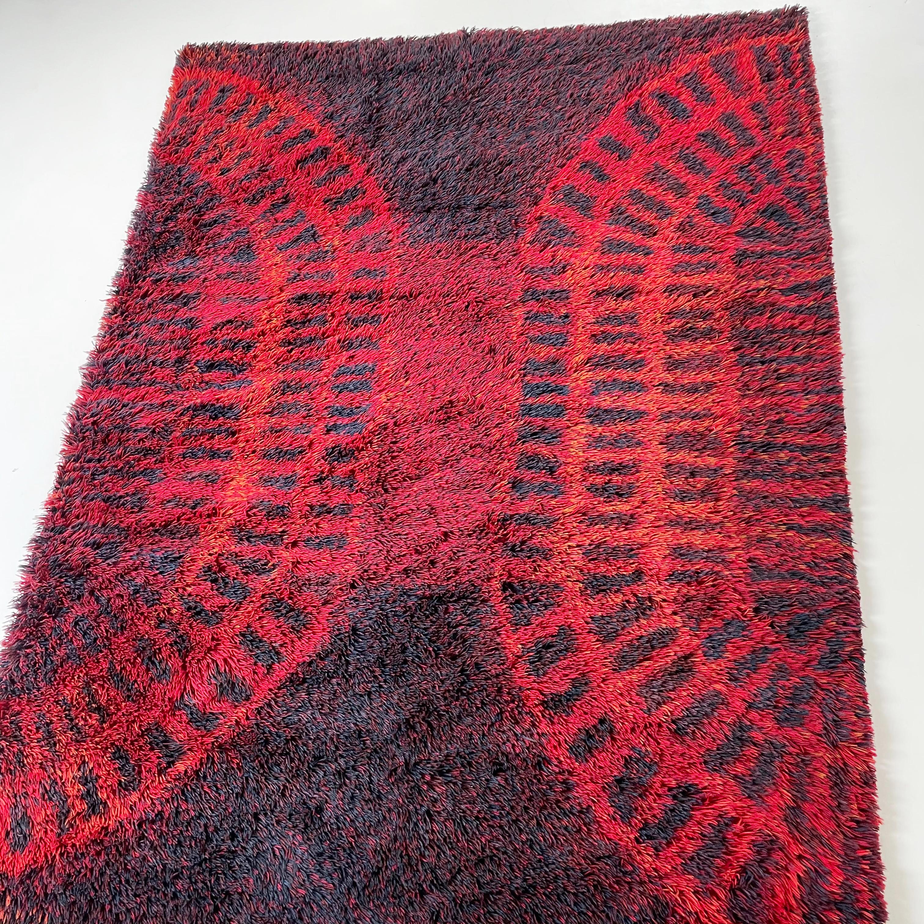 Original 1950s Scandinavian Rya Rug by Ritva Puotila for Finnrya Oy AB, Finland In Good Condition In Kirchlengern, DE