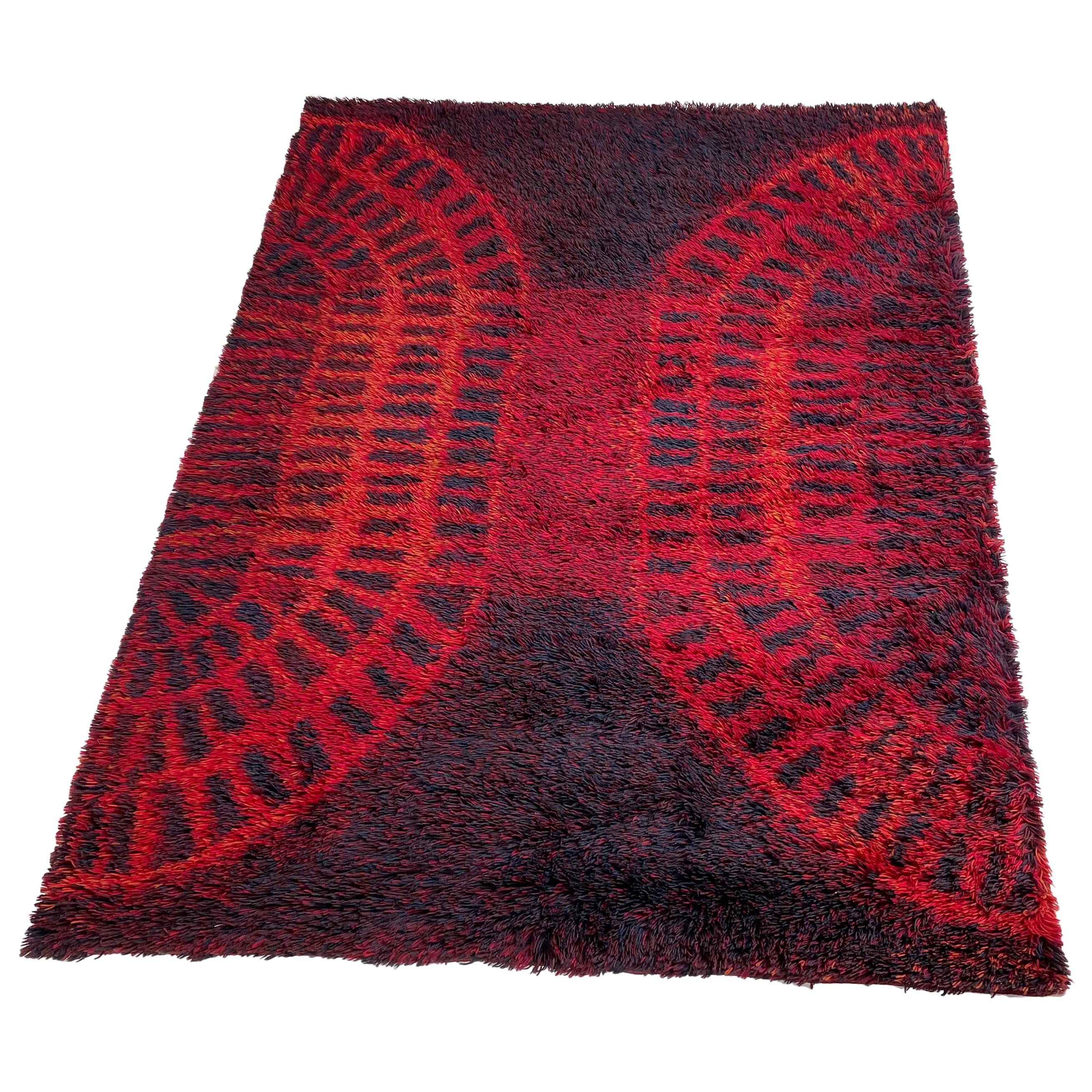 Original 1950s Scandinavian Rya Rug by Ritva Puotila for Finnrya Oy AB, Finland