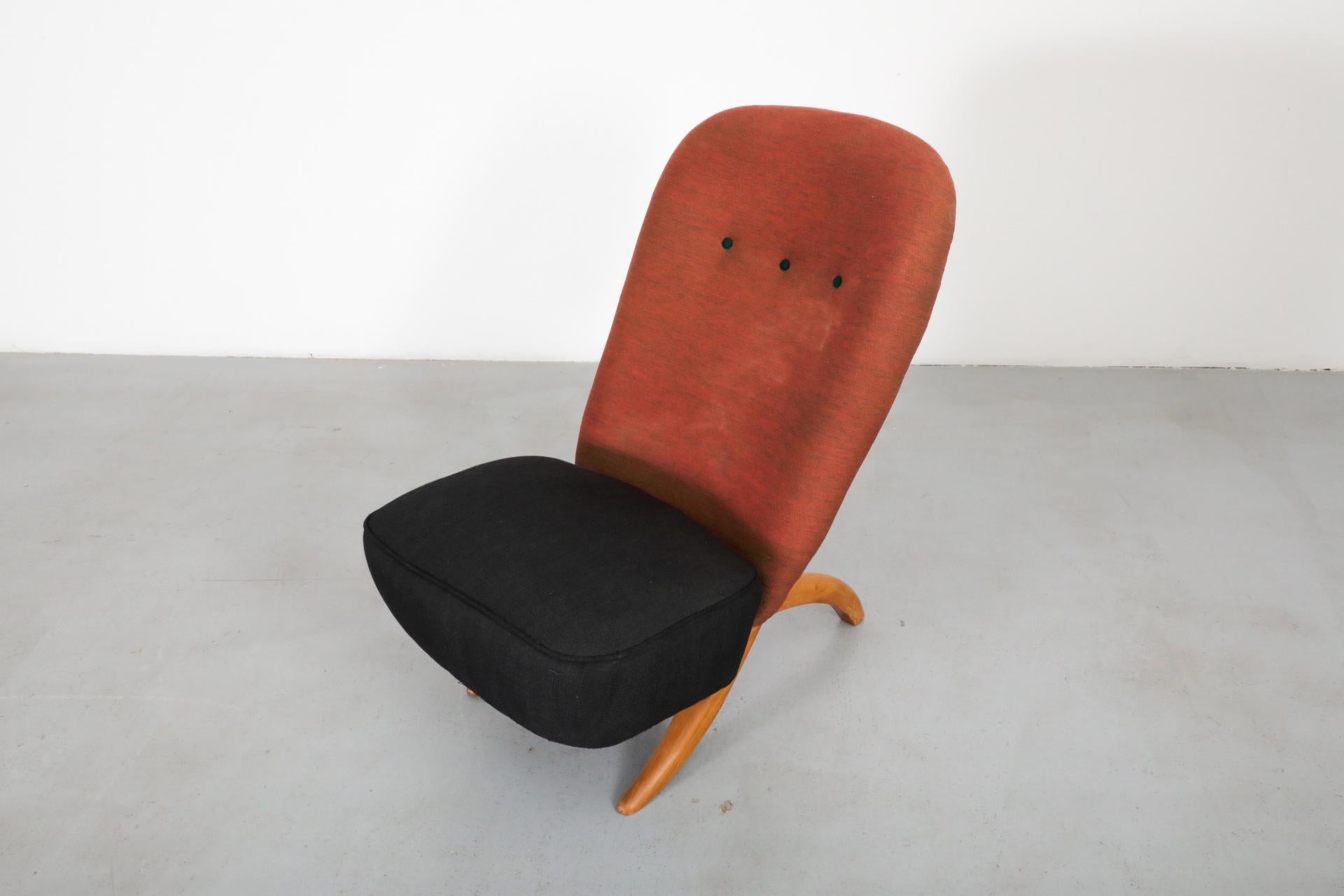 Original 1950's Theo Ruth Congo Chair for in Brick and Black 3