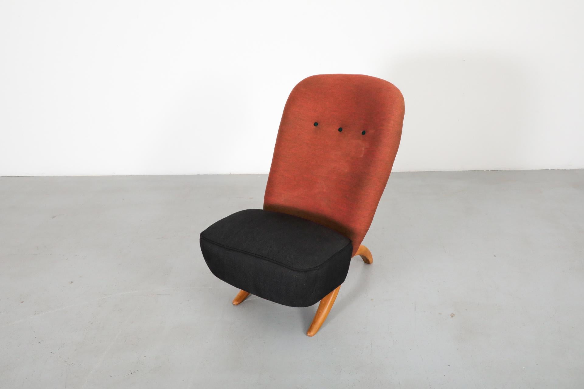 Original 1950's Theo Ruth Congo Chair for in Brick and Black 4