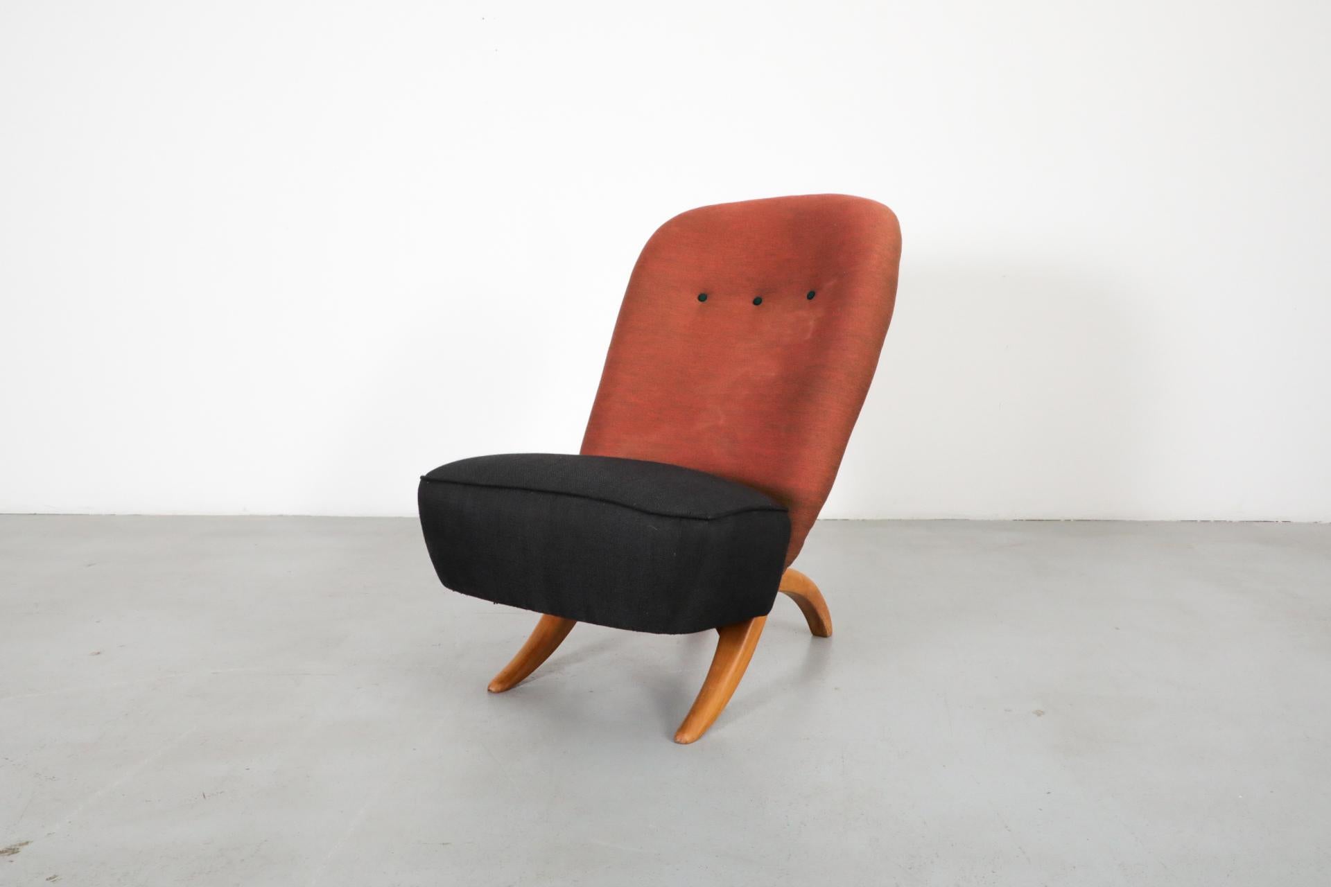 Original 1950's Theo Ruth Congo Chair for in Brick and Black 5