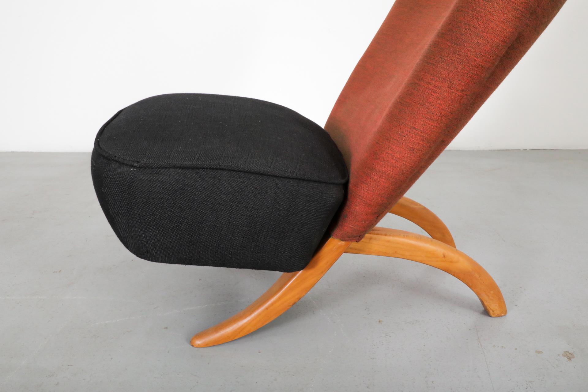 Original 1950's Theo Ruth Congo Chair for in Brick and Black 7