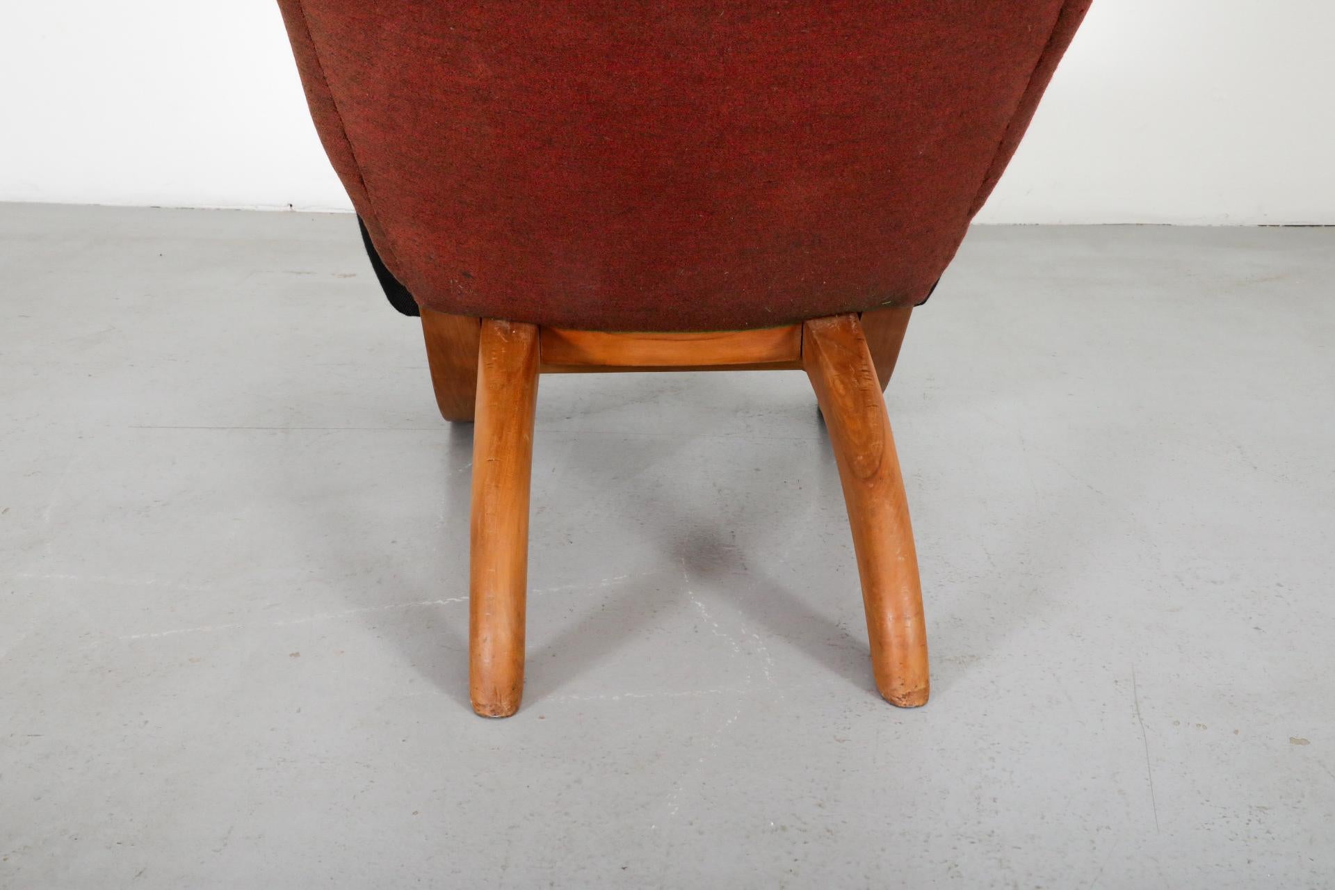 Original 1950's Theo Ruth Congo Chair for in Brick and Black 8