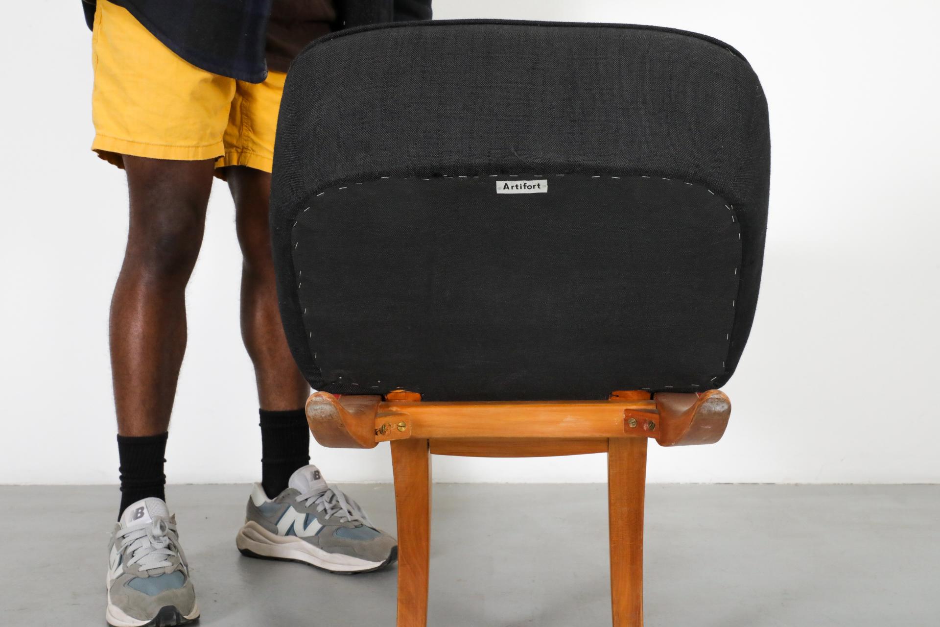 Original 1950's Theo Ruth Congo Chair for in Brick and Black 12