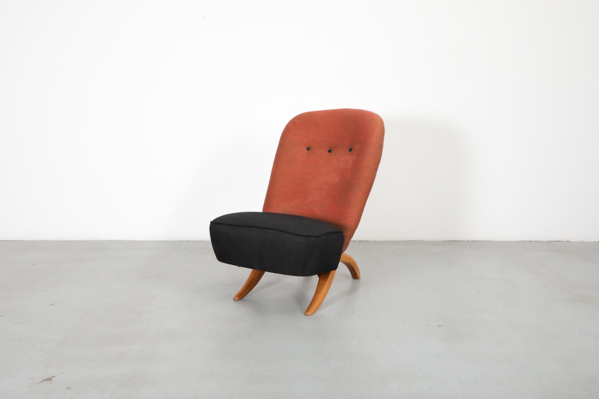 Mid-Century Modern Original 1950's Theo Ruth Congo Chair for in Brick and Black